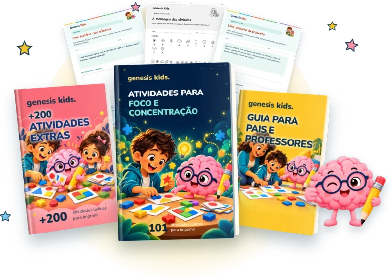 Kit 101 Atividades para Foco e Concentração com cadernos e páginas impressas